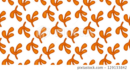 Seamless Orange Autumn Twig Pattern 129133842