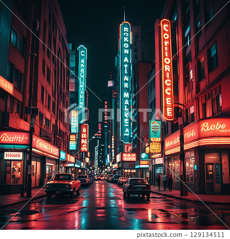 Memory-Laced City in Electric Hues 129134511