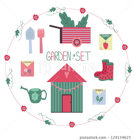 colored garden set 129134625