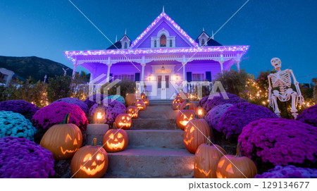 Spooky Purple Glow at Halloween Home Spooky Purple Glow at Halloween Home 129134677