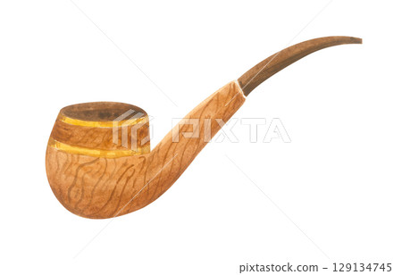 Vintage smoking pipe. Watercolor illustration isolated on white background. 129134745