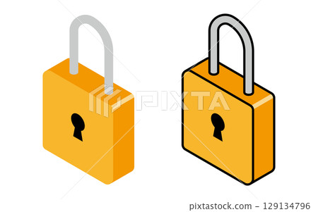 Isometric illustration of a padlock 129134796
