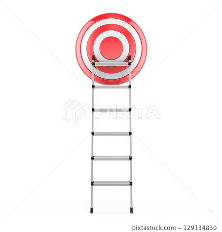 Ladder reaching to target, achievement and goal concept. 3D rendering 129134830