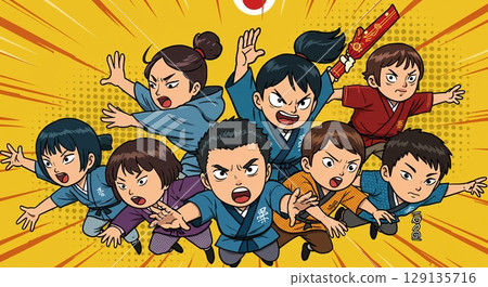 成功源自於團隊合作!普普藝術風格的商業團隊 成功源自於團隊合作!普普藝術風格的商業團隊 129135716