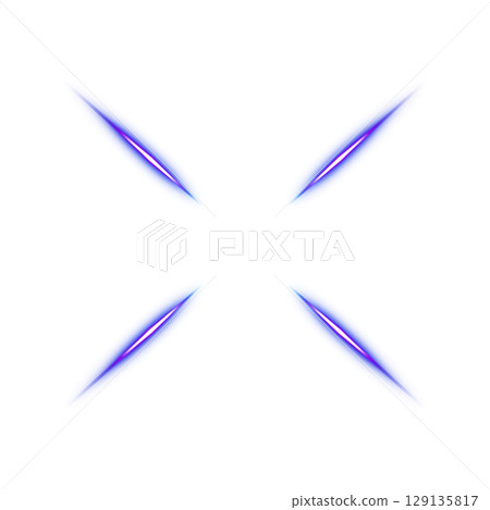 Glowing blue crossed blades of light on a transparent background Glowing blue crossed blades of light on a transparent background 129135817