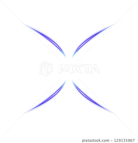 Blue glowing curved blade of light on a transparent background 129135867
