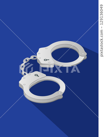 Handcuffs icon isolated on blue background. Vector illustration stock illustration Handcuffs icon isolated on blue background. Vector illustration stock illustration 129136049