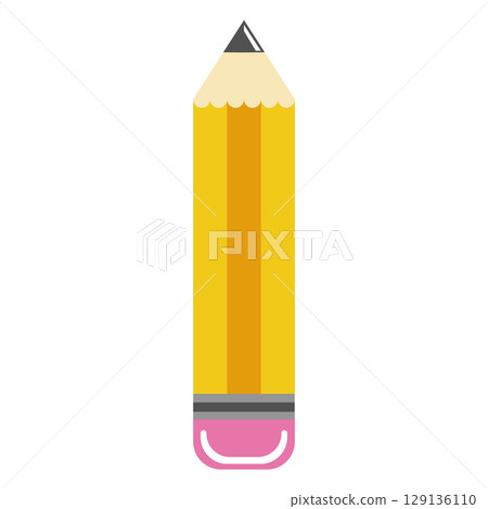 Yellow pencil flat icon. Vector 129136110