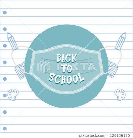 Back to school face mask. Vector 129136120