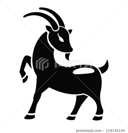 Stylized black goat icon. Vector 129136144