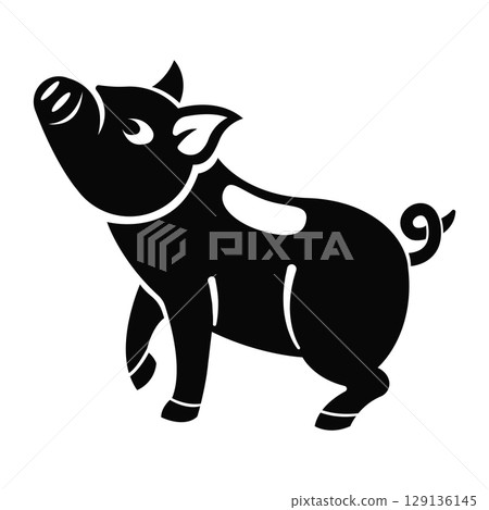 Black pig in proud pose. Vector Black pig in proud pose. Vector 129136145