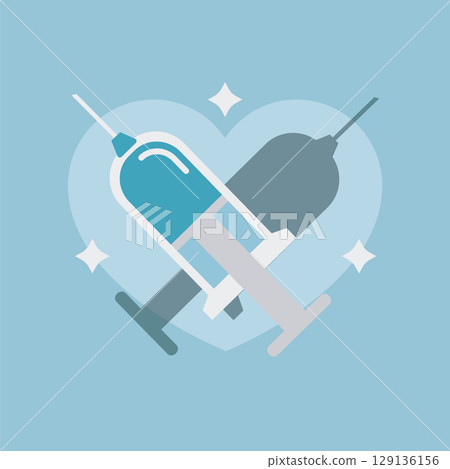Crossed syringes heart icon. Vector Crossed syringes heart icon. Vector 129136156