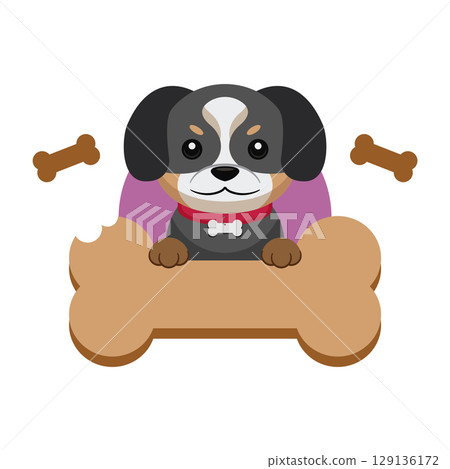 Beagle dog on biscuit sign. Vector Beagle dog on biscuit sign. Vector 129136172