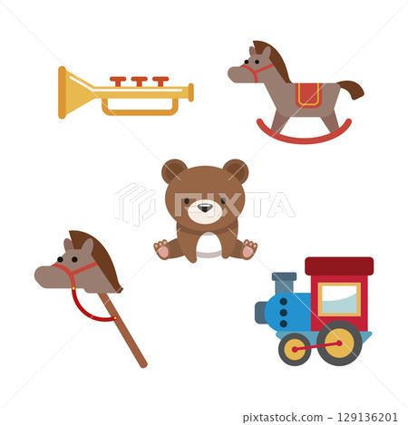 Set of colored toy icons Flat design Vector Set of colored toy icons Flat design Vector 129136201