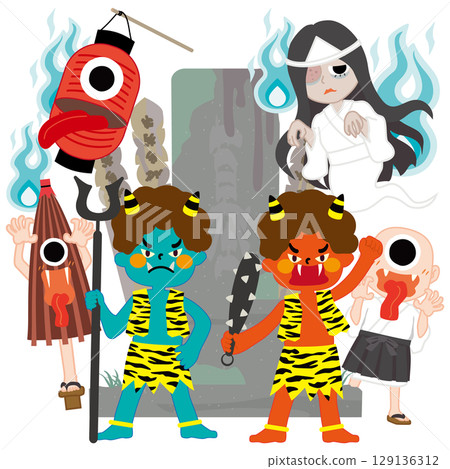 一組向量插圖的鬼魂,可以用來宣布鬼屋裡的勇氣測試 一組向量插圖的鬼魂,可以用來宣布鬼屋裡的勇氣測試 129136312