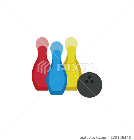 Isolated colored bowling pins toy icon Flat design Vector Isolated colored bowling pins toy icon Flat design Vector 129136348