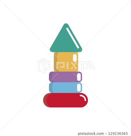 Isolated colored tower stack toy icon Flat design Vector 129136365
