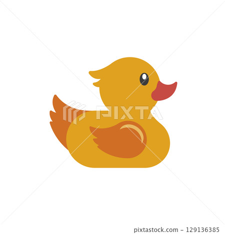Isolated colored rubber duck toy icon Flat design Vector 129136385