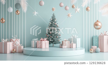 優雅的聖誕裝飾,色彩柔和 優雅的聖誕裝飾,色彩柔和 129136628