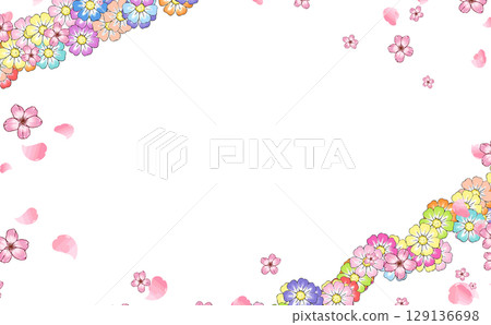 七瓣花或櫻花插畫背景 七瓣花或櫻花插畫背景 129136698