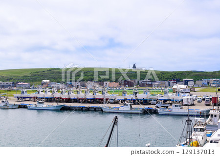 Coastal scenery of Cape Soya and Port Soya under the clear blue sky in June Coastal scenery of Cape Soya and Port Soya under the clear blue sky in June 129137013