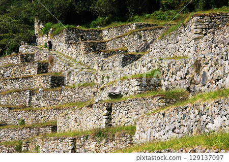 南美洲秘魯馬丘比丘遺址石牆 129137097