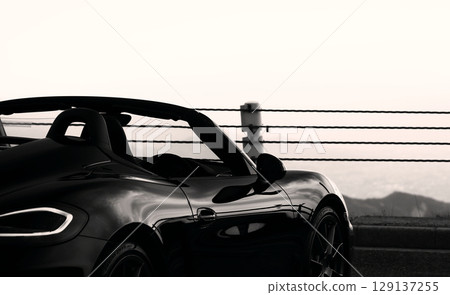 Glossy black open car 129137255