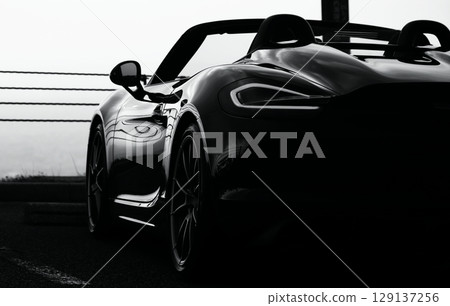 Glossy black open car 129137256