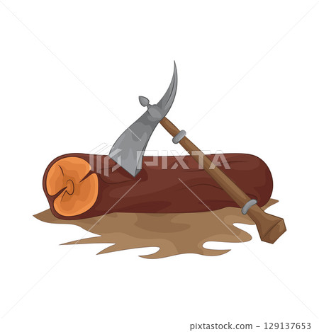 Illustration of Chopping wood with an axe 129137653