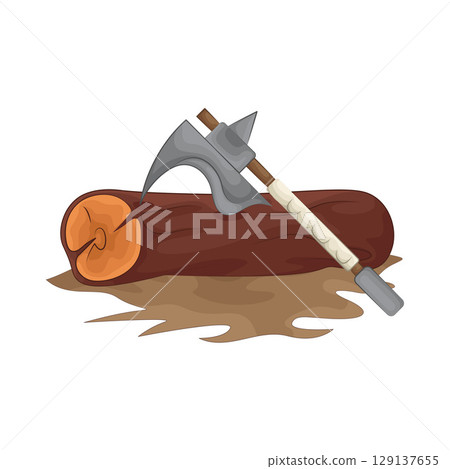 Illustration of Chopping wood with an axe 129137655