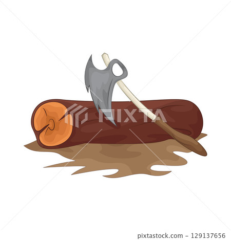 Illustration of Chopping wood with an axe Illustration of Chopping wood with an axe 129137656