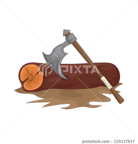 Illustration of Chopping wood with an axe 129137657