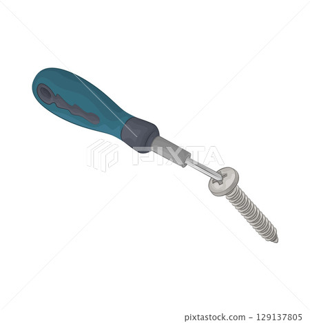 Illustration of Screw and Screwdriver  129137805