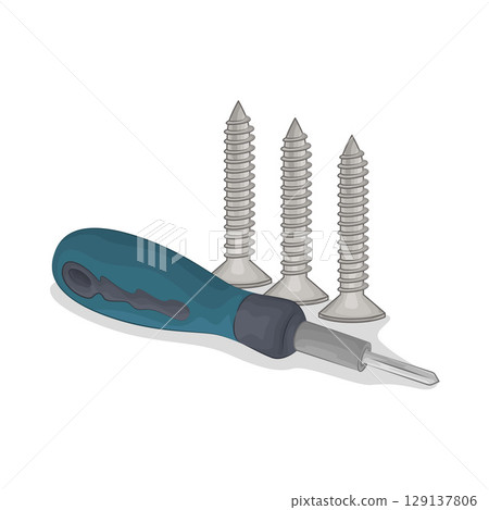 Illustration of Screw and Screwdriver  129137806
