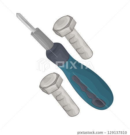 Illustration of Screw and Screwdriver  129137810