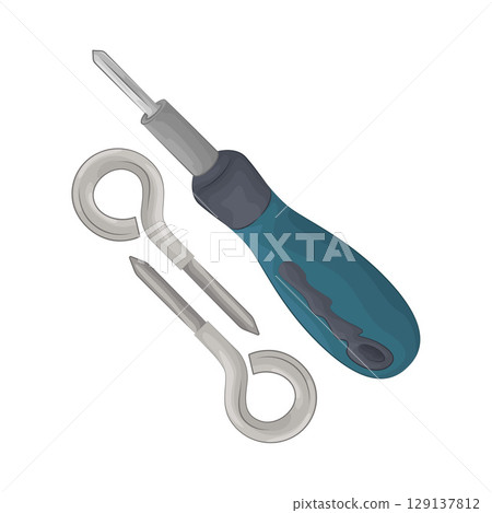 Illustration of Screw and Screwdriver Illustration of Screw and Screwdriver 129137812