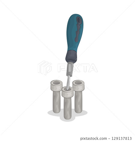 Illustration of Screw and Screwdriver  129137813