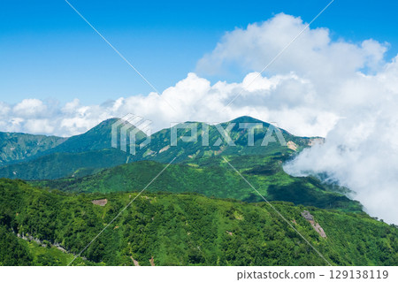Climbing Mt. Myoko in summer (view of Mt. Yakeyama and Mt. Hiuchiyama from the top of the northern peak) 129138119