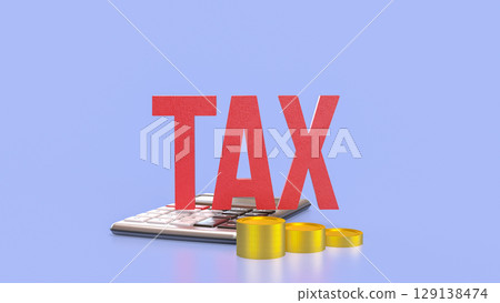 The Calculator and coins for TAX or Business concept 3d Rendering. 129138474
