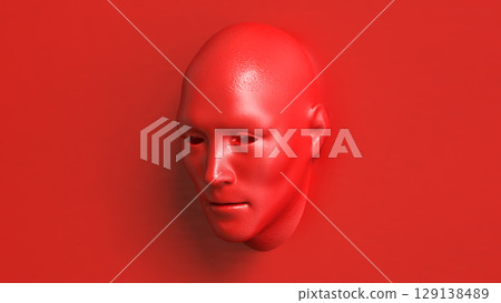 The Red face for Abstract Background concept 3d Rendering. The Red face for Abstract Background concept 3d Rendering. 129138489