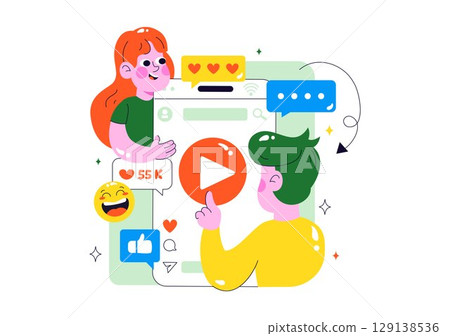 Short Video and Reels Illustration Featuring Personalized, Search-Optimized Videos from Various Media Platforms for Digital Promotion and Marketing Short Video and Reels Illustration Featuring Personalized, Search-Optimized Videos from Various Media Platforms for Digital Promotion and Marketing 129138536
