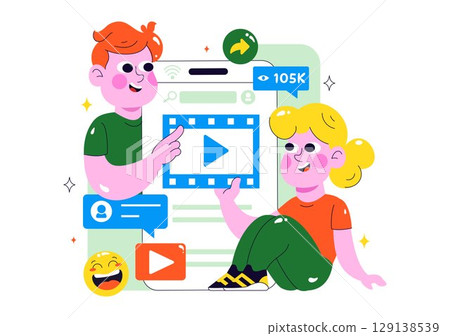Short Video and Reels Illustration Featuring Personalized, Search-Optimized Videos from Various Media Platforms for Digital Promotion and Marketing Short Video and Reels Illustration Featuring Personalized, Search-Optimized Videos from Various Media Platforms for Digital Promotion and Marketing 129138539