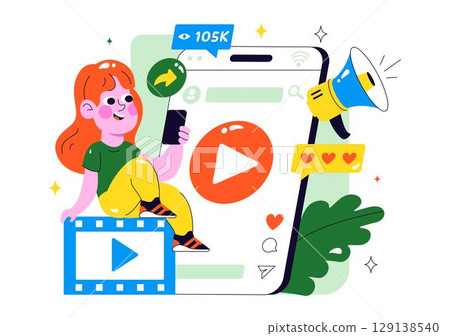 Short Video and Reels Illustration Featuring Personalized, Search-Optimized Videos from Various Media Platforms for Digital Promotion and Marketing Short Video and Reels Illustration Featuring Personalized, Search-Optimized Videos from Various Media Platforms for Digital Promotion and Marketing 129138540