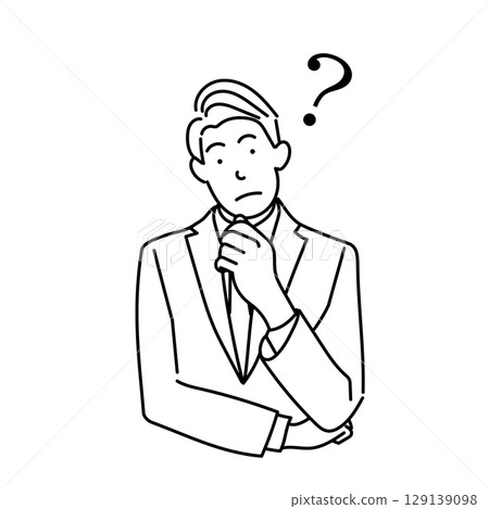 Stock Illustration: Thinking businessman line drawing vector (transparent background) Stock Illustration: Thinking businessman line drawing vector (transparent background) 129139098
