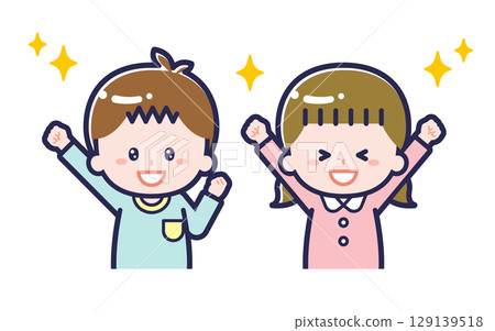 Children in casual clothes / Duo / Male and female 03 Children in casual clothes / Duo / Male and female 03 129139518