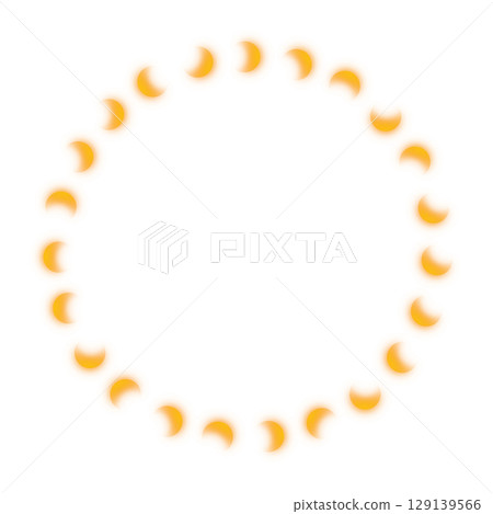 透明背景上，一圈橘色發光的新月 129139566