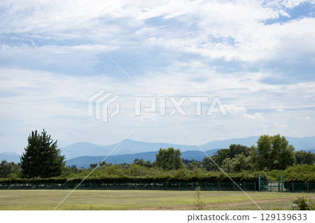 The Funagata mountain range seen from Kami Town in summer The Funagata mountain range seen from Kami Town in summer 129139633