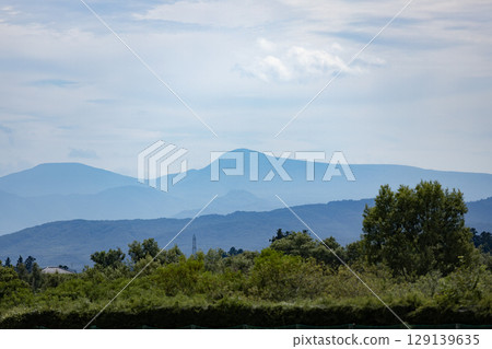 The Funagata mountain range seen from Kami Town in summer The Funagata mountain range seen from Kami Town in summer 129139635