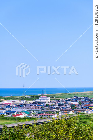 A view of the town of Enbetsu in northern Hokkaido 129139815