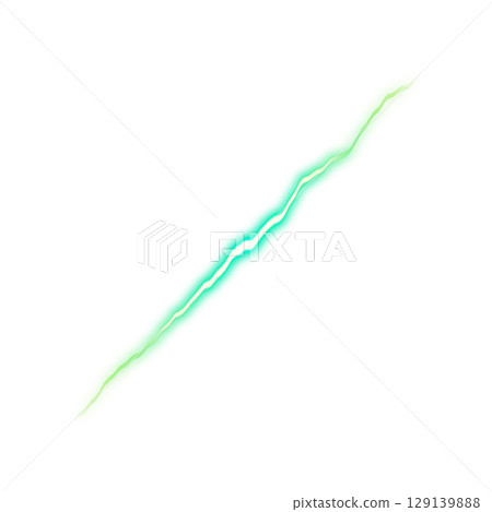 透明背景上的對角綠色閃電能量束 透明背景上的對角綠色閃電能量束 129139888